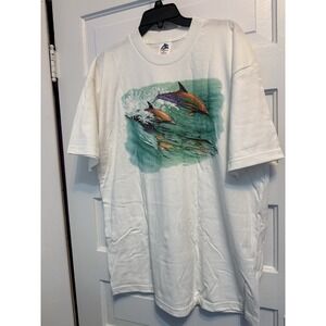 Vintage 90s Jim Morris Dolphin Ocean Graphic T-Shirt Men's XL Made in USA